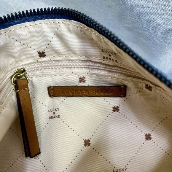 LUCKY BRAND Denim Logo Chain Strap Shoulder Bag Purse Y2K - Picture 5 of 10